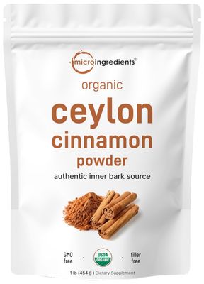 Organic Ceylon Cinnamon Powder, 1lb Premium Sri Lanka Cinnamon for Spice &amp; Seasoning Great for Baking, Cooking, &amp; Drinks Additive Free, Non-GMO, Bulk Supply