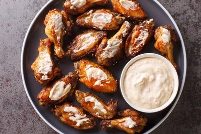 Premium CHICKEN WING SAUCE Variety 4 Pack Buffalo Wing Sauce Honey Mustard Wing Sauce Parmesan Garlic Wing Sauce Honey BBQ Wing Sauce