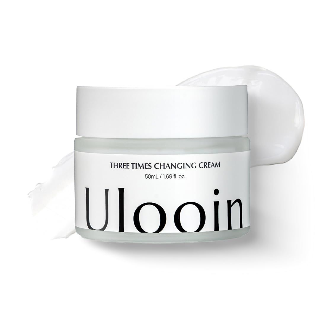 Ulooin Three Times Changing Cream - K-Beauty Moisturizer with Ceramide, D-Panthenol &amp; Chamomile Soothing, Hydrating, Blemish Care &amp; Skin Barrier Repair for Clear, Balanced Skin