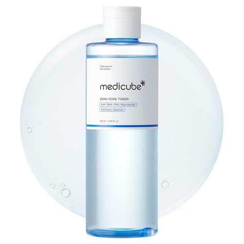 medicube Zero Pore Toner I Exfoliating &amp; Hydrating Blue Bottle Water Toner with AHA, BHA, PHA, Niacinamide, and Panthenol Korean Skin Care for Pores, Texture, and Moisture Care (8.45 fl. oz.)