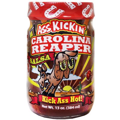 KICKIN&#39; Carolina Reaper Hot Spicy Salsa - 13 oz. - Premium Gourmet Spicy Hot Carolina Reaper Salsa for Tortilla Chips, Veggies, and Breakfast Burritos - Warning - Try if you Dare!