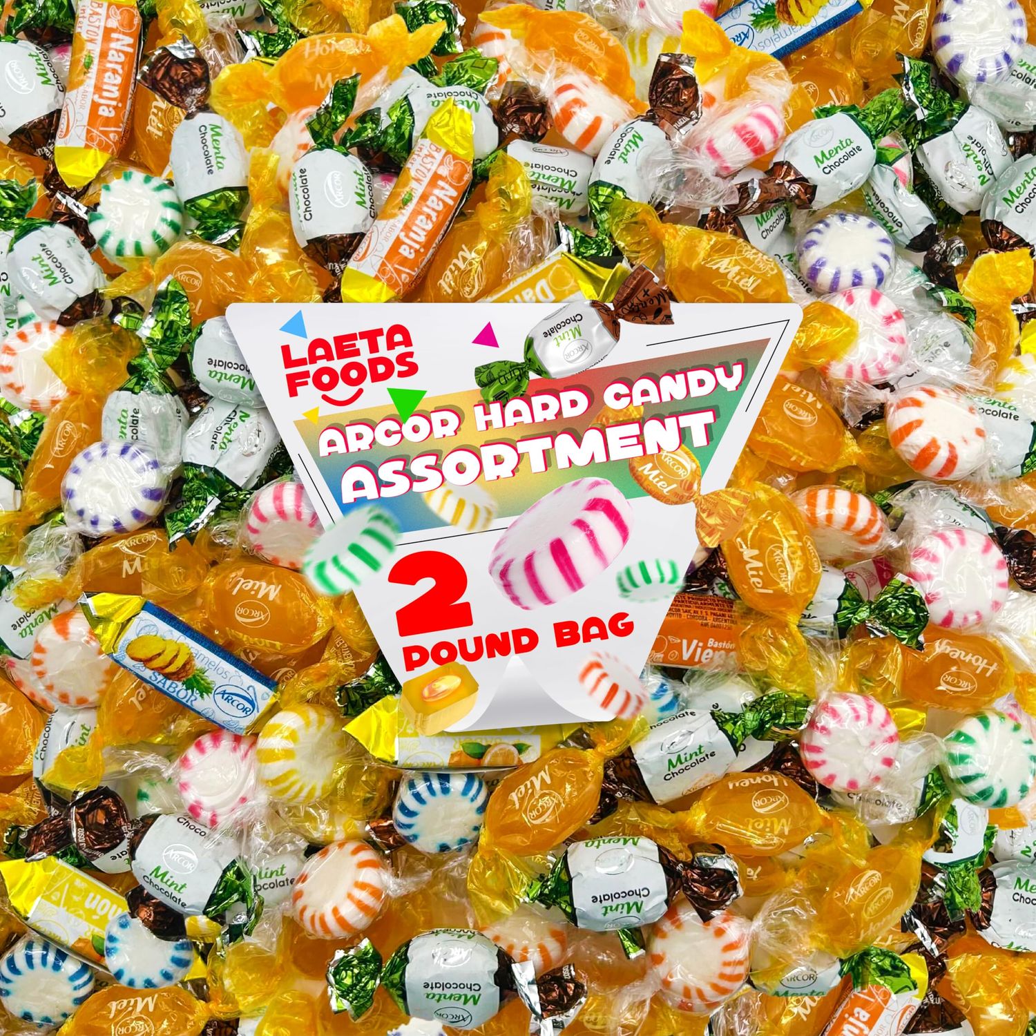 Arcor Hard Candy Hostess Assortment 2 Pound Bag - Approx. 150 Count Viena, Fruit Starlights, Honey, Chocolate Filled Mints