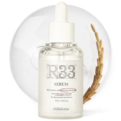 NATURECLASS R33 Serum with Rice Complex &amp; 10 Types of Hyaluronic Acid - Fast-Absorbing, Non-Sticky Hydrating Serum for 24-Hour Moisture, Calming, Korean Skincare (50ml / 1.69 fl.oz.)