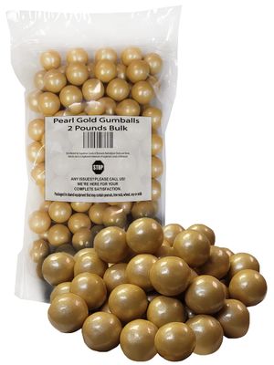 Pearl Gold Gumballs -2 Pounds Round Shiney Gum Balls For Candy Buffets, Graduations &amp; Parties