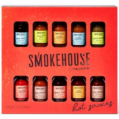 Smokehouse by Thoughtfully, Gourmet Hot Sauce Gift Set, Flavors Include Mango Habanero, Green Dragon, Wild Buffalo, Red &amp; Green Chili and More, Variety Pack, Set of 10