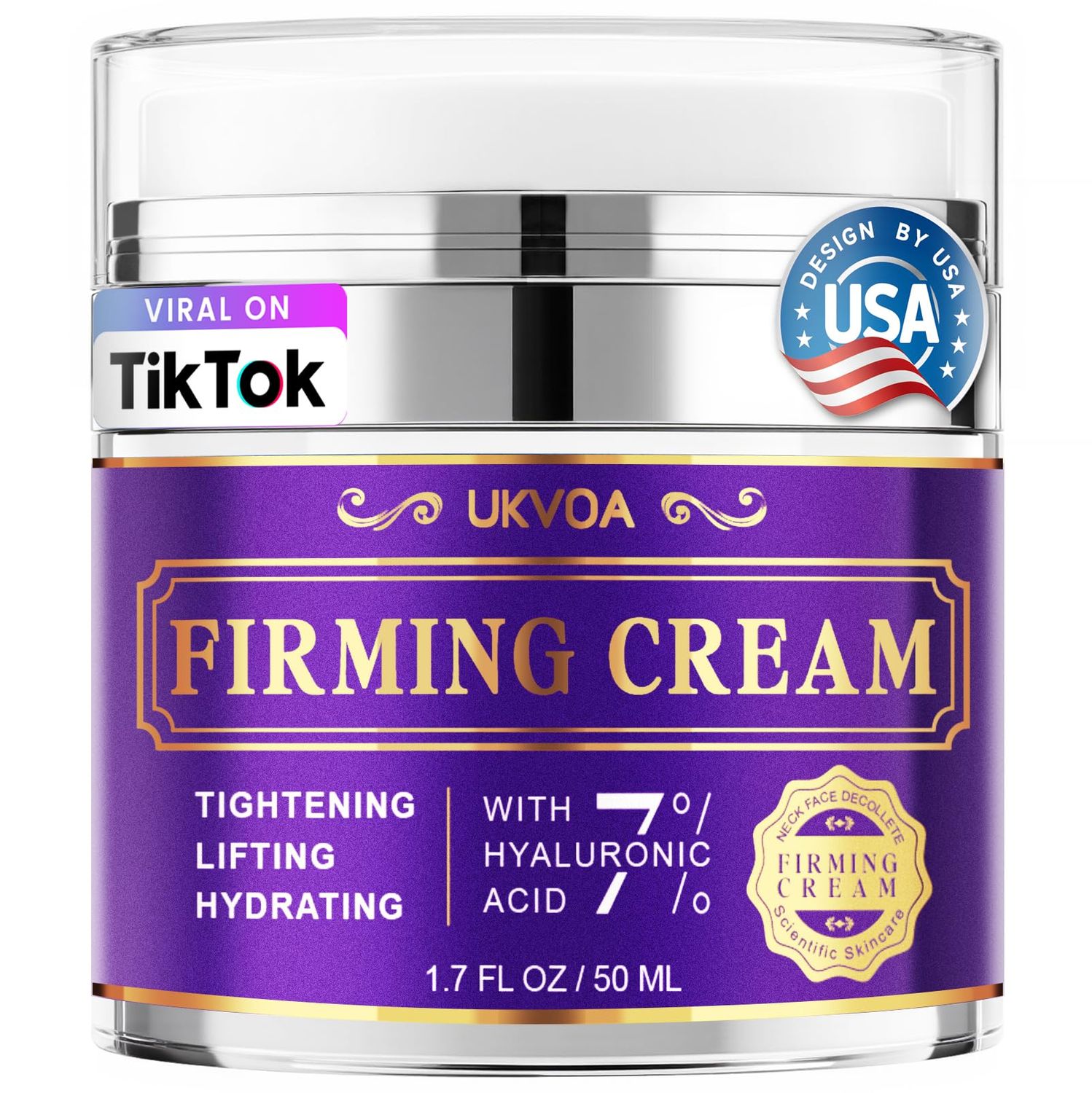 UKVOA Neck Firming Cream, Anti-Aging Face Moisturizer for Women with Retinol, Collagen &amp; Hyaluronic Acid, Tighten and Lift Neck Cream 1.7 Fl Oz