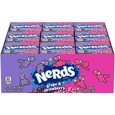 Nerds Grape &amp; Strawberry Candy 1.65 Ounce, Pack of 36