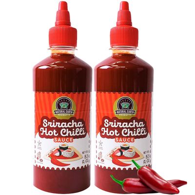 Natural Earth Sriracha Hot Chili Sauce - 15.3 fl oz - 2 Pack - Spicy Tangy Condiment for Dipping, Marinades &amp; Cooking - Kosher