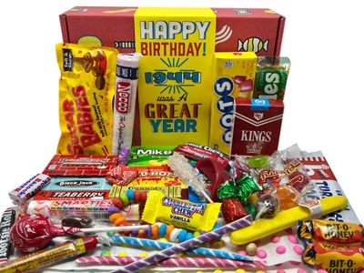 RETRO CANDY YUM 1944 81st Birthday Gift Basket Box of Nostalgic from Childhood for 81 Year Old Man or Woman Born 1944 Jr