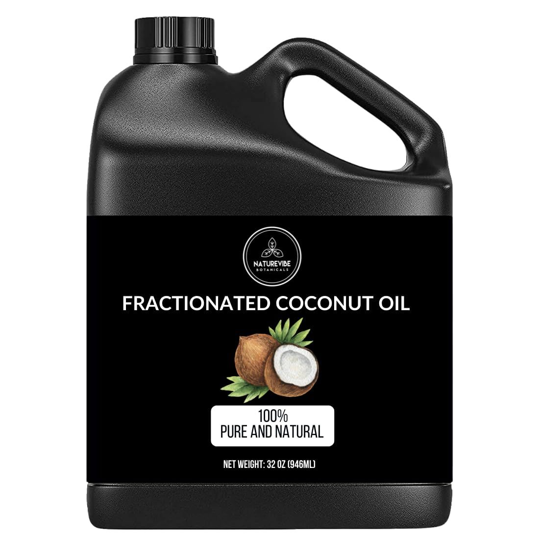 Naturevibe Botanicals Fractionated Coconut Oil 32 Ounces 100% Pure and Natural Great for Skin Care and Hair Care
