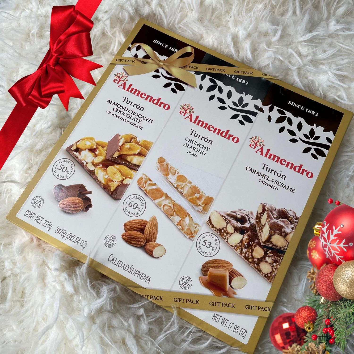 El Almendro Turron Almond Candy 3 Variety Pack 7.5 Ounces Box