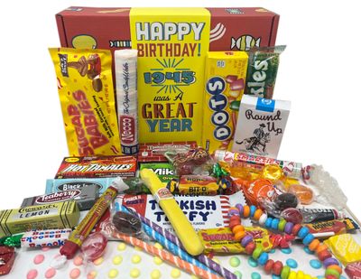 RETRO CANDY YUM 80th Birthday Nostalgic Candy Gift Basket Box Assortment from Childhood Memories for Woman or Man Born 1945 jr