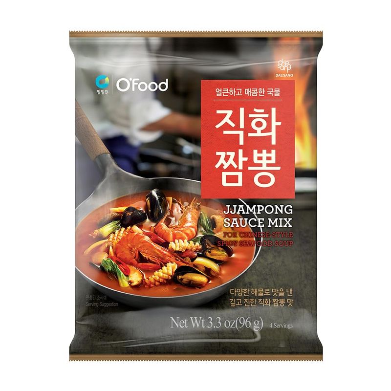 Chung Jung One O&#39;Food Jjampong Seafood Broth Sauce, Korean Chinese Style Spicy Jjambong Flavor Soup Powder, Hot Jjamppong Base, Perfect with Fresh Squid, Shrimp, Clams, Vegetables, Noodles, Rice