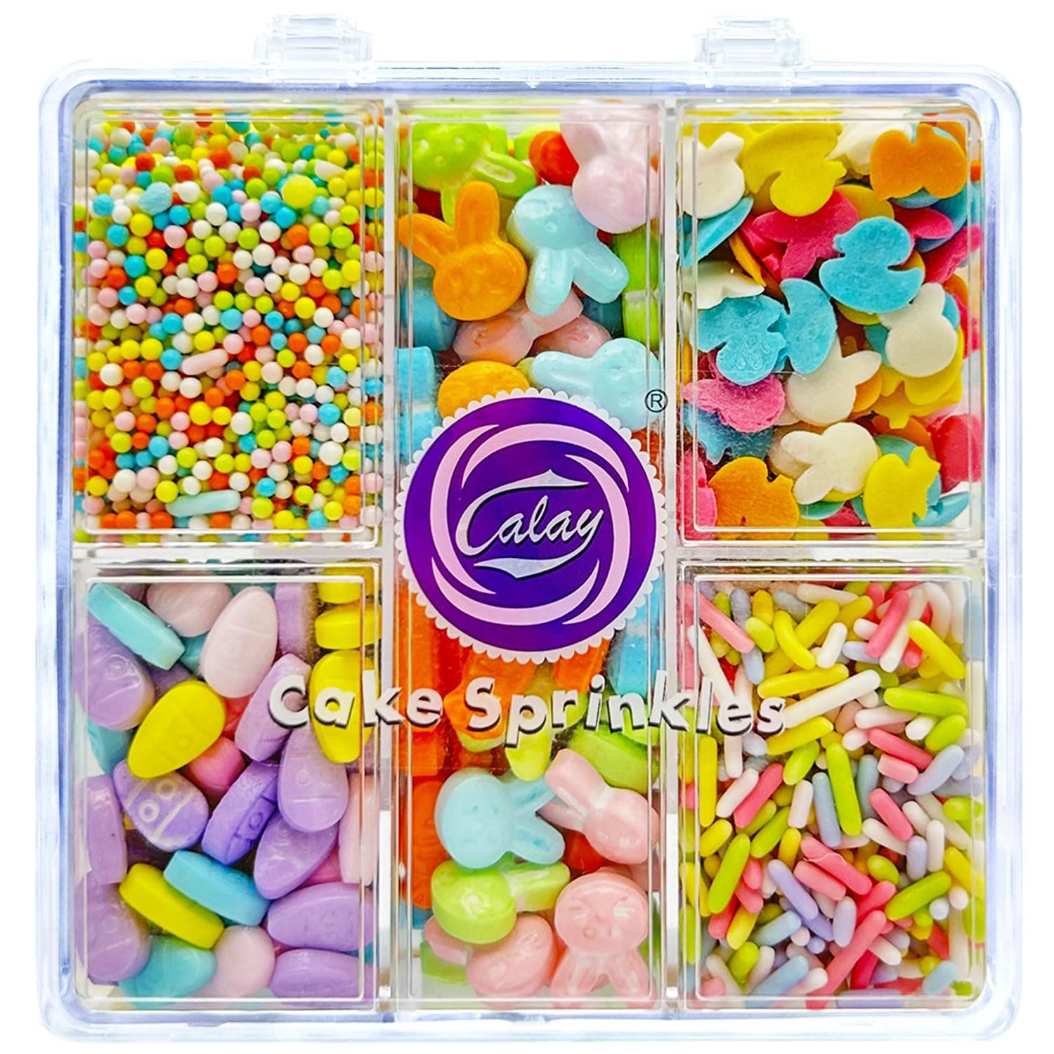 Easter Sprinkles for Cake Decorating, Pastel Sprinkles Mix with Bunny Carrot Jimmies Nonpareils for Cookies Baking Cake Ice Cream Cupcakes Topping