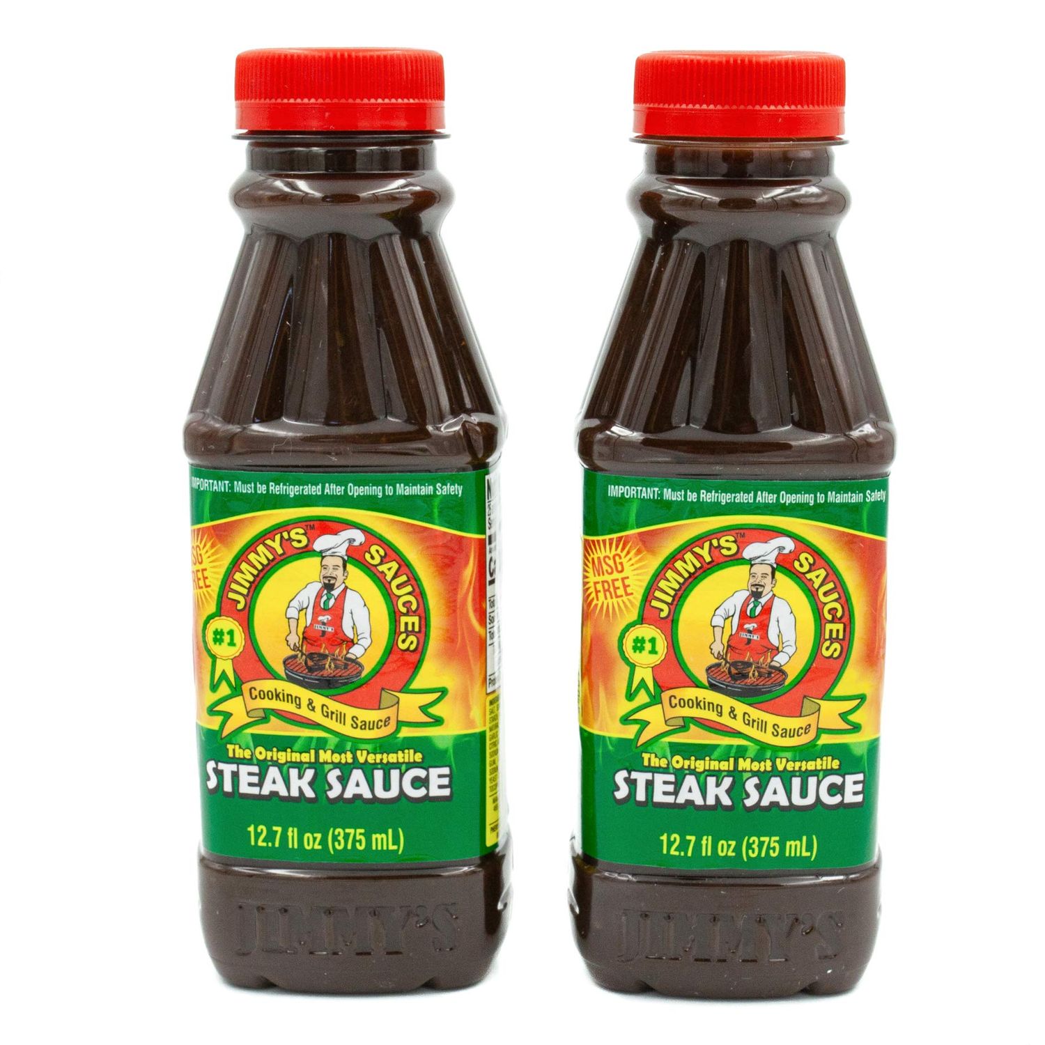 Jimmys Steak Sauce, Versatile Cooking &amp; Grill Sauce, Meat Marinade, BBQ Sauce, Dipping Sauce &amp; More (12.7oz 2 Pack) - Tomato Based w/Worcester Sauce &amp; Secret Spices No MSG, Kosher, Halal Sauce