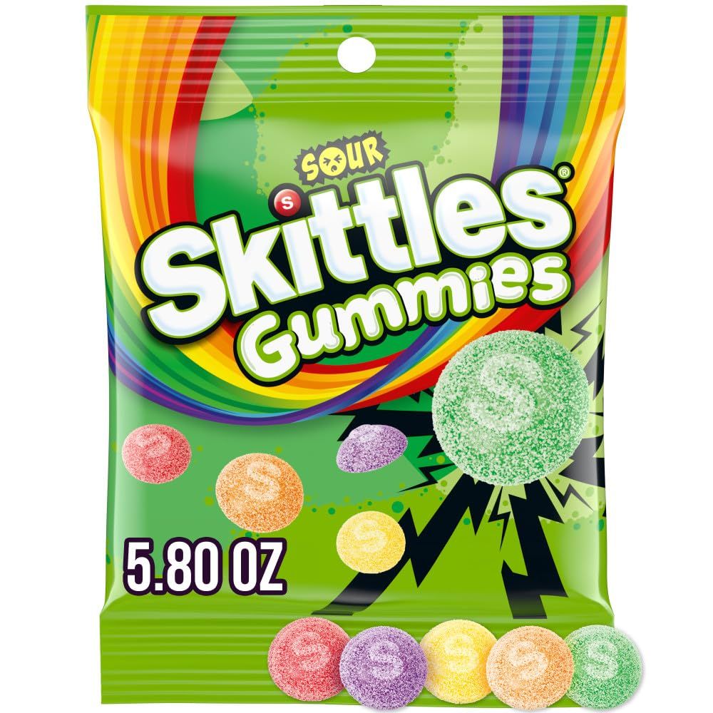SKITTLES Sour Gummies Chewy Candy Assortment, 5.8 oz (Pack of 12)