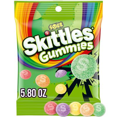 SKITTLES Sour Gummies Chewy Candy Assortment, 5.8 oz (Pack of 12)