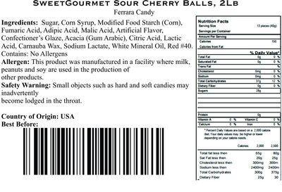 SweetGourmet Sweet and Sour Cherry Balls Chewy Bulk Candy 2 Pounds