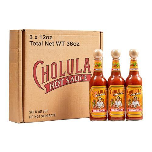 Cholula Hot Sauce Multipack, Original, Product of Mexico, Gift Set Includes Three 12 Fl Oz Bottles, Blend of Arbol &amp; Piquin Peppers with Spices for Eggs, Rice, Tacos, Huevos Rancheros &amp; More, 3 count