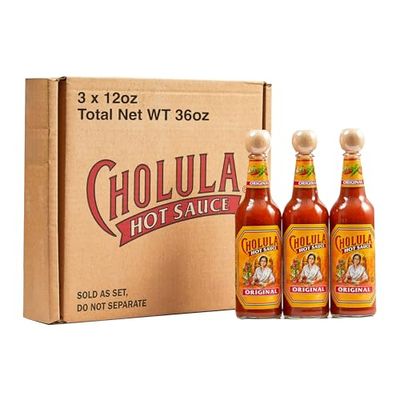 Cholula Hot Sauce Multipack, Original, Product of Mexico, Gift Set Includes Three 12 Fl Oz Bottles, Blend of Arbol &amp; Piquin Peppers with Spices for Eggs, Rice, Tacos, Huevos Rancheros &amp; More, 3 count