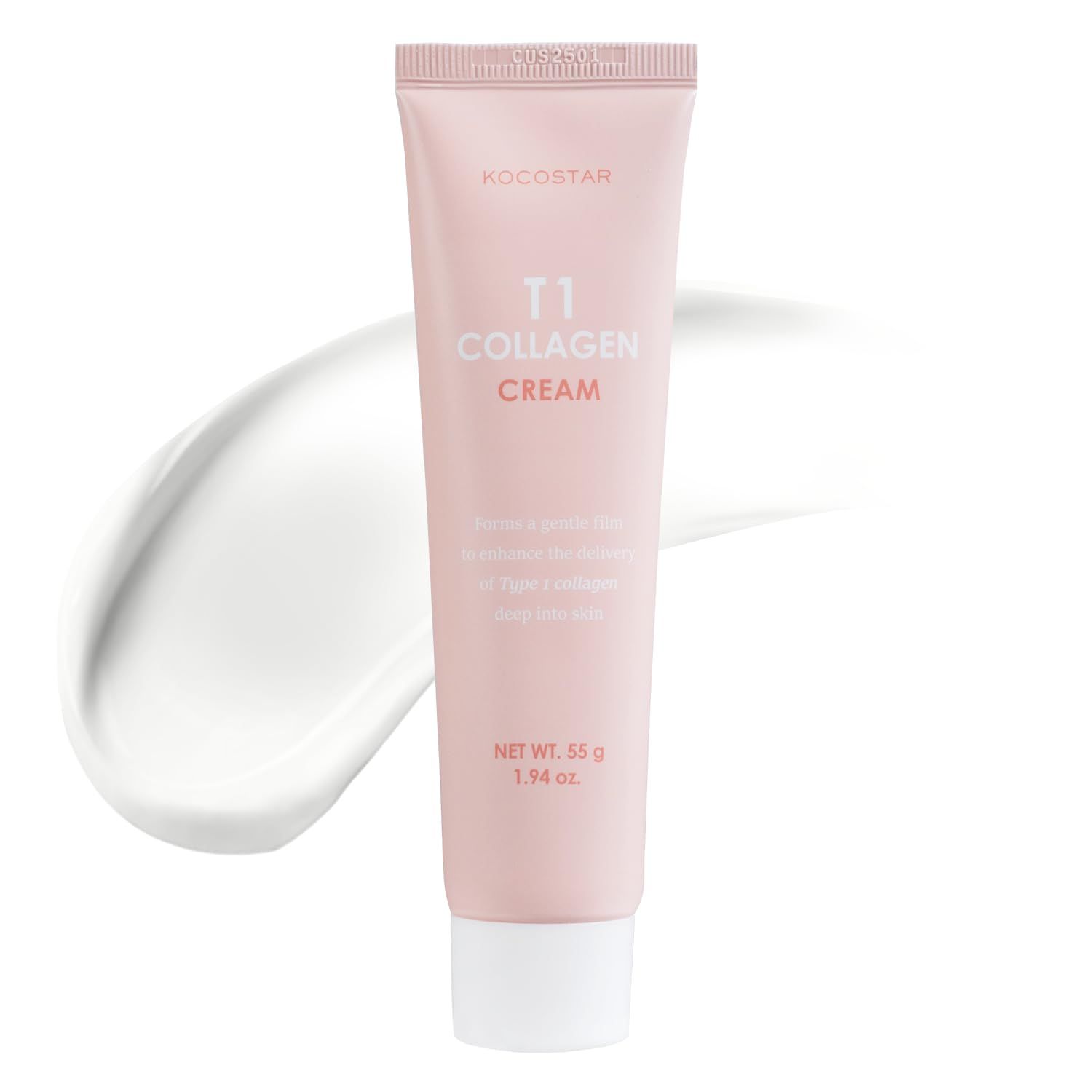 KOCOSTAR Pure T1 Collagen Cream Wrapping Peel-off Mask Improves Skin Elasticity and Hydrates Skin, Patented 65% Type 1 Biofilm Collagen Formula, Korean Skin Care, 1.69 fl oz.