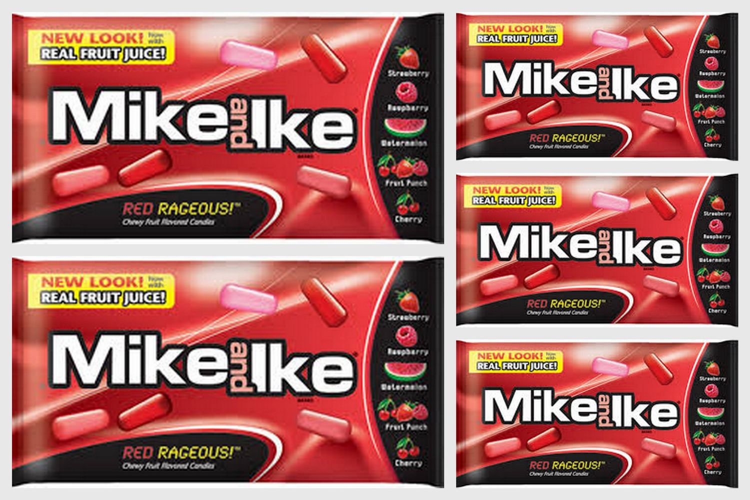 Mike &amp; Ike &quot;Red Rageous&quot; Chewy Fruit Flavored Candy 5 Oz of 5 Packs