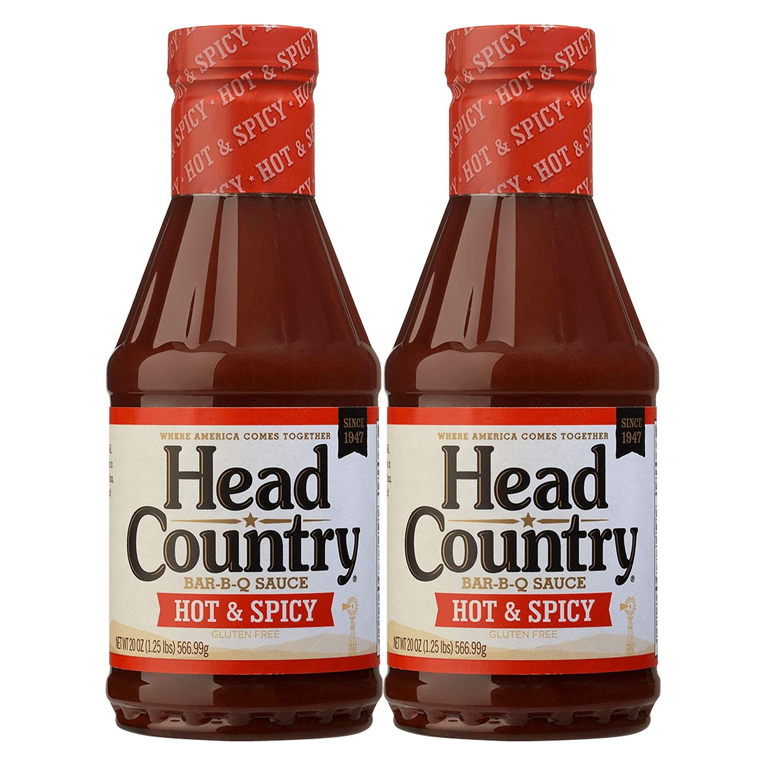 Head Country Bar-B-Q Sauce, Hot &amp; Spicy Flavor, 20oz (pack of 2)