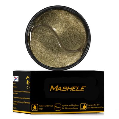 MASHELE Korean Under Eye Patches 24K Gold Black Pearl Mask Anti-Aging Hyaluronic Acid Collagen Neck Forehead Laugh Line Pad Reducing Dark Circles Treatment (60pcs, gold patches 60pcs)