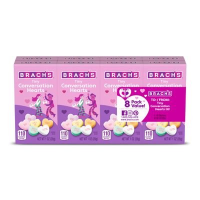 Brachs Tiny Conversation Hearts Value Pack, &quot;To/From&quot; Boxes, Valentine&#39;s Day Candy, 8 individually wrapped packs