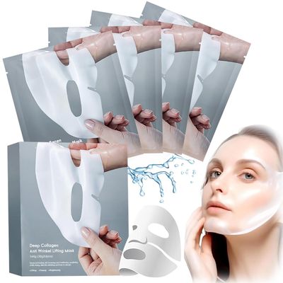 MAROJEIF Deep Collagen Overnight Mask,Collagen Face Mask,Bio-Collagen Real Deep Mask,Korean Collagen Films Facial Hydrogel Mask,Deep Collagen Anti Wrinkle Firming Lifting Mask for Face(4pcs/1 Box)