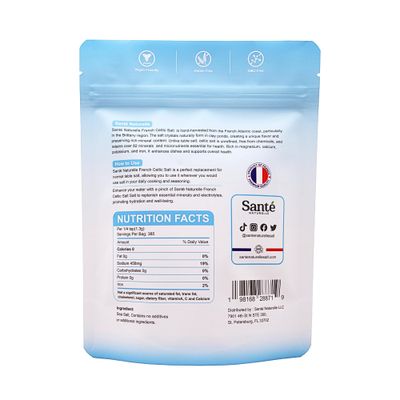 Sante Grey Coarse Sea Salt From the Celtic Sea - 1.1lb (18oz) Unrefined French Sea Salt Organic, Rich in 82 Minerals Salt, 100% Natural & Hand Harvested