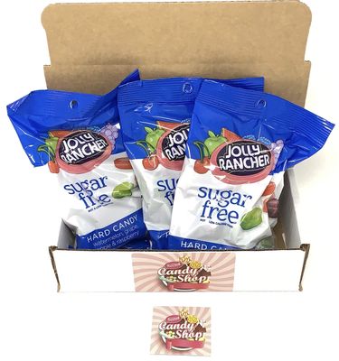 SECRET CANDY SHOP Jolly Rancher Sugar Free Hard Candy 3.6oz Bag (Pack of 3) Free Magnet