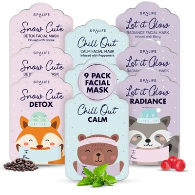 SpaLife Holiday Gift Tags Pack Facial Sheet Masks - Skin Care Mask, Hydrating and Moisturizing Variety Pack - Beauty Face Masks for Women, Spa Face Mask, Face Mask Set