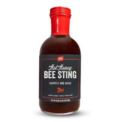 PS Seasoning Hot Honey Bee Sting Chipotle BBQ Sauce - All-Purpose Glaze, Marinade, Baste, and Dip - Sweet and Spicy Grilling Sauce for Chicken Wings, Pulled Pork, Salmon, and more