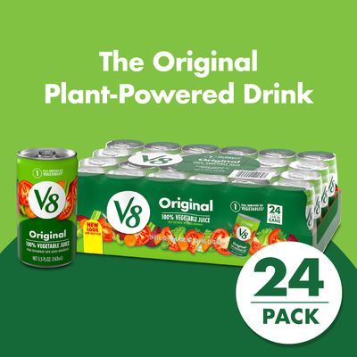V8 Original 100% Vegetable Juice, 5.5 fl oz Can (24 Pack)