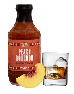 Green Jay Gourmet BBQ Sauce - Peach Bourbon - All-Natural Barbecue Sauce with Peaches, Gourmet Spices, Tomato Paste &amp; More - Gourmet Barbecue Spread for Meats, Veggies &amp; Other Foods - 19 Ounces