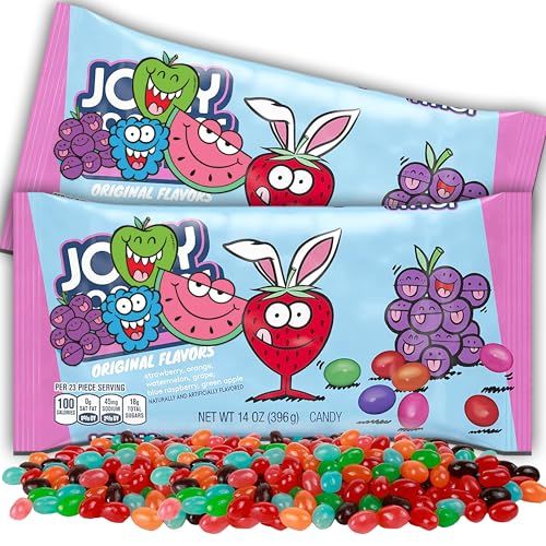 JolliRancher Jelly Beans Easter Candy, Bulk 2 Pack Egg Shaped Jelly Beans Candy Bags, Gummy Fruit Flavored for Easter Basket Fillers, Egg Hunts for Kids, 14 oz Each