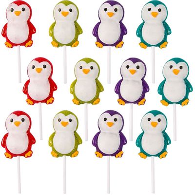 Penguin Lollipops, Christmas Suckers, Holiday Lollipops Christmas Candy Stocking Stuffers - Winter Holiday Themed Lollipops Candy Buffet (12 Lollipops Individually Wrapped)