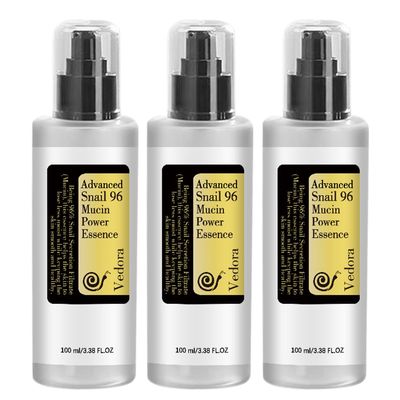 (3Pc) Vedora Snail Mucin 96% Power Hydrating Essence: Moisturizing Serum with Snail Secretion Filtrate for Radiant, Nourished Skin (100ml each) Set