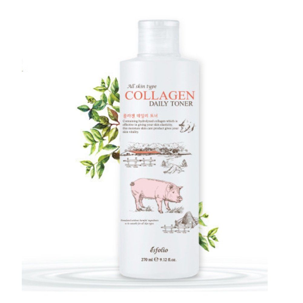 Esfolio Collagen Daily Toner - Hydrating &amp; Firming Facial Toner with Hydrolyzed Collagen, Moisturizing &amp; Soothing Skincare for All Skin Types, Anti-Aging &amp; pH Balancing Korean Beauty (9.12OZ/270ML)