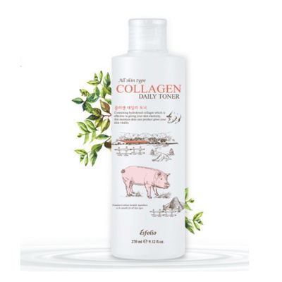 Esfolio Collagen Daily Toner - Hydrating &amp; Firming Facial Toner with Hydrolyzed Collagen, Moisturizing &amp; Soothing Skincare for All Skin Types, Anti-Aging &amp; pH Balancing Korean Beauty (9.12OZ/270ML)