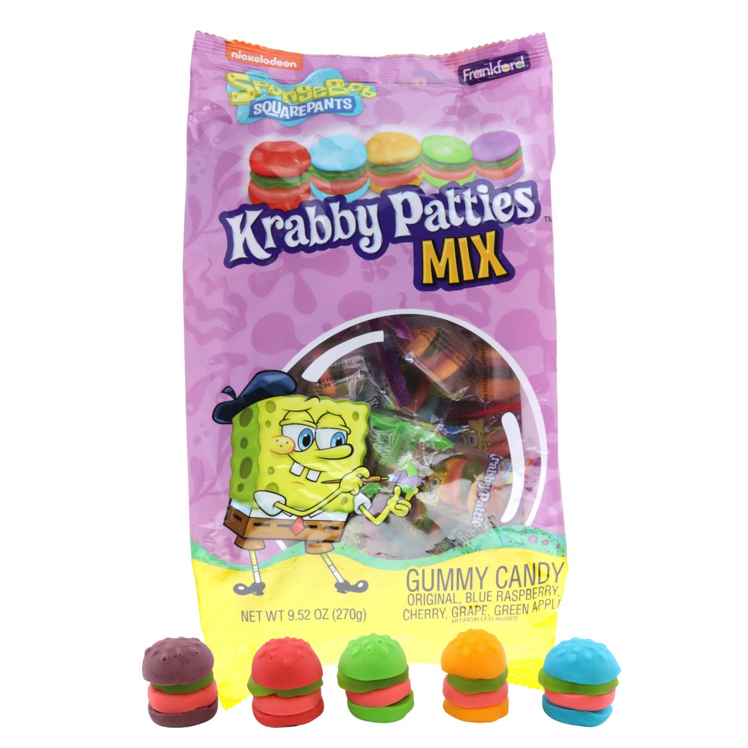 Frankford Spongebob Easter Krabby Patty Gummy Candy, 30 Individually Wrapped Treats, 9.52 Ounces
