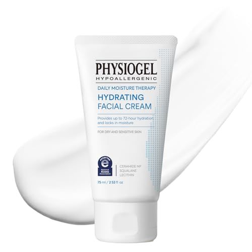 Physiogel Daily Hydrating Facial Moisturizer Cream, 72 hrs Hydration for Dry &amp; Sensitive Skin, Korean skin care, Fragrance-Free, Non-Comedogenic, Dermatologist-Tested, Ceramide, Squalane.