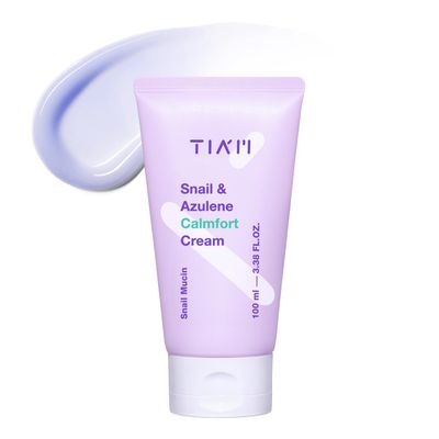 TIAM Snail &amp; Azulene Calmfort Cream, 3.38 fl oz, 92% Snail Mucin, Lightweight Calming &amp; Moisturizing Cream for Soft, Glass Skin, Korean Skin Care, Day &amp; Night Moisturizer Face Cream