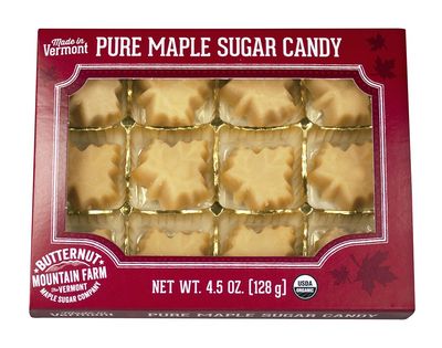 Butternut Mountain Farm 100% Pure Organic Maple Sugar Candy From Vermont, All Natural, 12 Leaf Candies, 4.5 oz Box