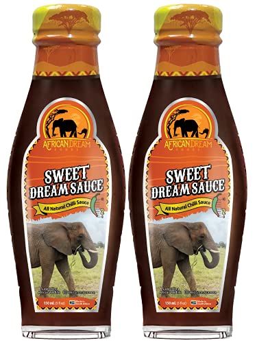 Sweet Dream Sauce by African Dream Foods All-Natural Sweet Chili Sauce Similar to Thick Chutney Glass Bottle, 5 fl oz 2-Pack