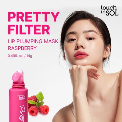 TOUCH IN SOL Pretty Filter Lip Plumping Mask - Lip Volumizing and Moisturizing with Shea Butter, Korean Skincare - Hydrating, Lip Repair, Lip Plumps, Raspberry Scent