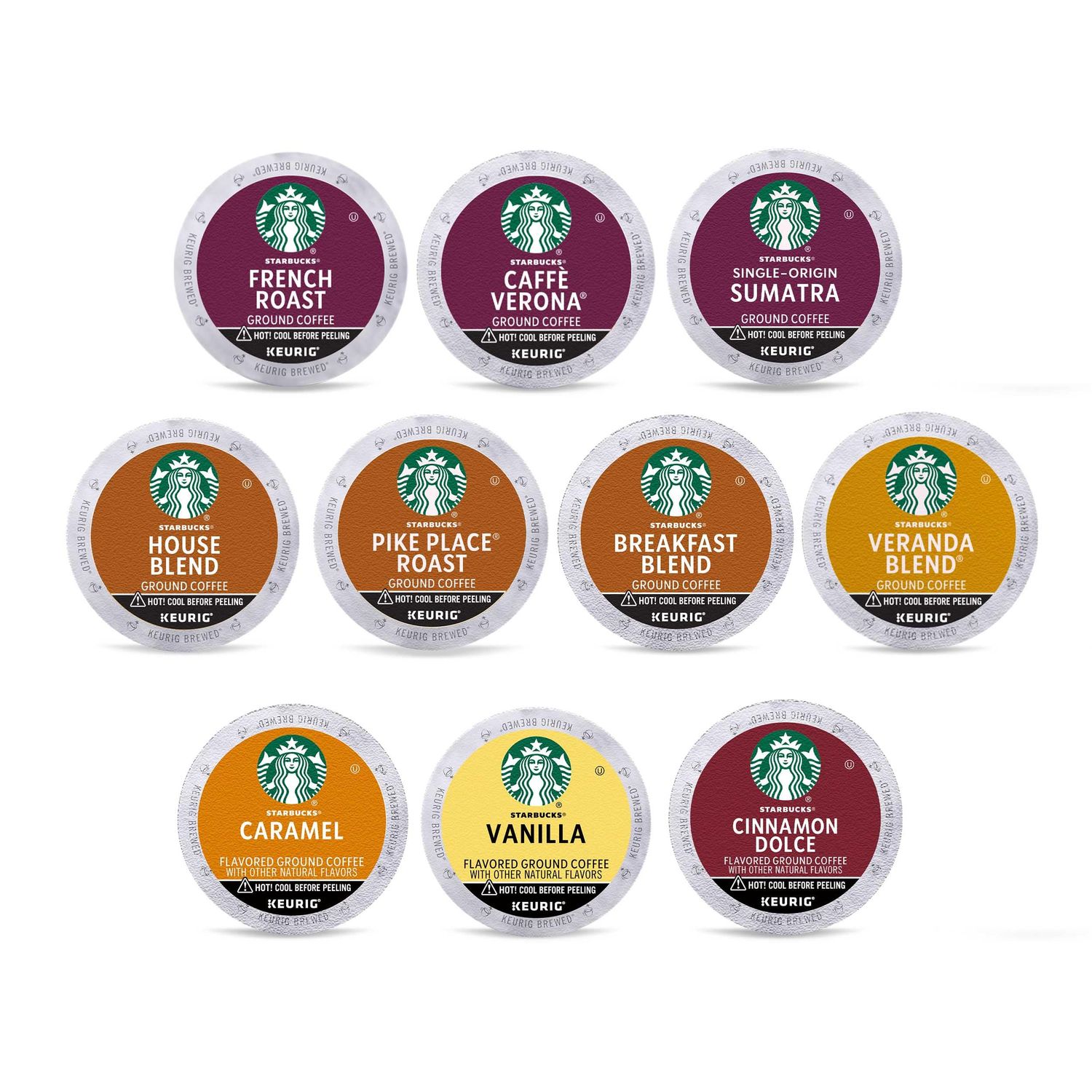 Starbucks K-Cup Coffee Pods, Light, Medium, Dark Roast &amp; Flavored Variety Pack for Keurig Brewers, 1 box (40 pods total)