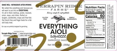 Terrapin Ridge Farms Everything Aioli Garnishing Squeeze - Two 13 Ounce Squeeze Bottles