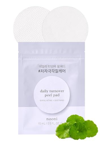 Nooni Korean Facial Peel Toner Pads - Daily Turnover Peel Pad 7 Count Travel Set, Korean Skincare, Exfoliating Face Pads, with AHA, Glycolic Acid, and Centella Asiatica, Mother&#39;s Day